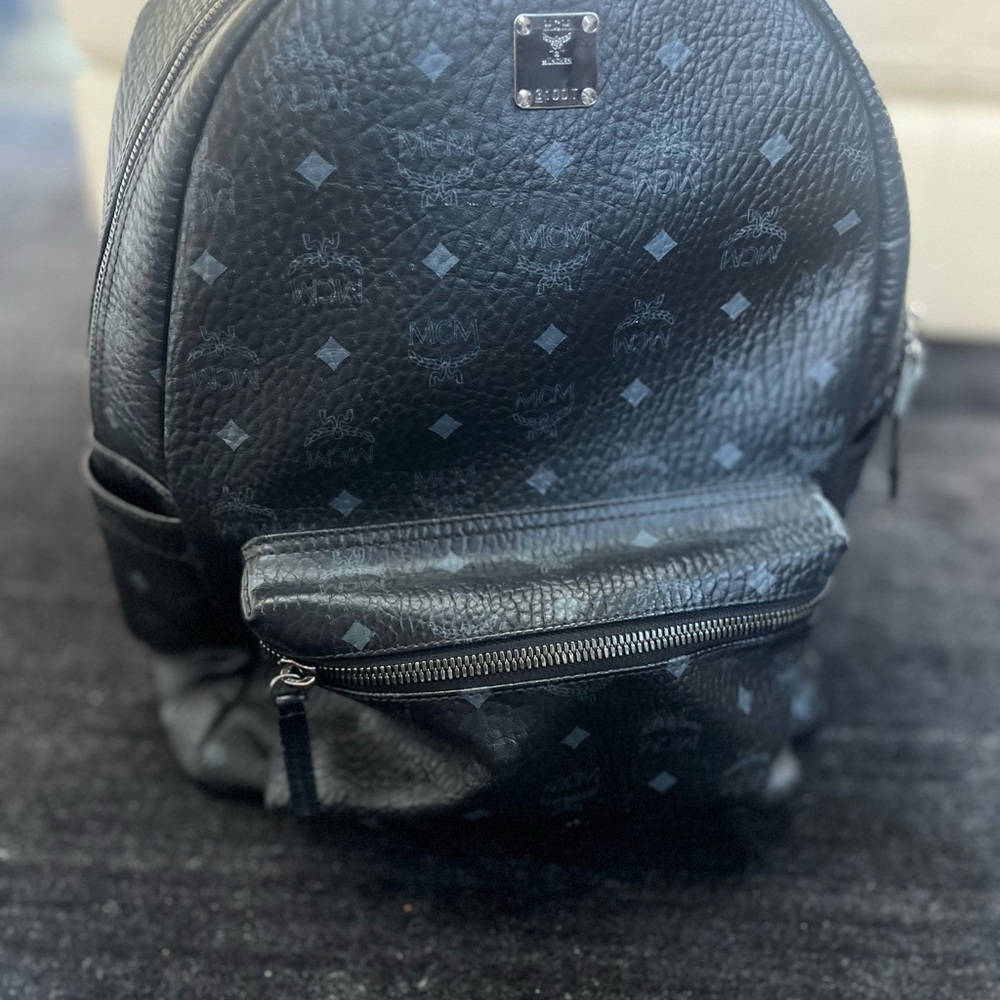 MCM Black Monogram Backpack